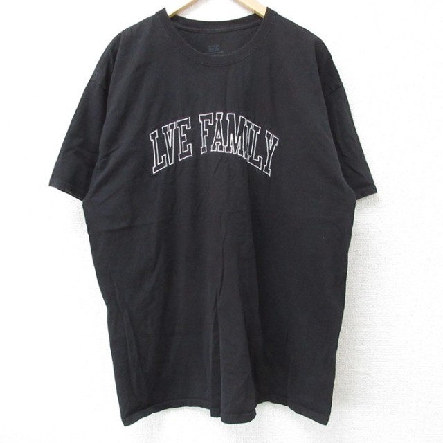 XL★古着 半袖 Tシャツ メンズ LIVE 刺繍 コットン クルーネック 黒 ブラック 25jun10 中古