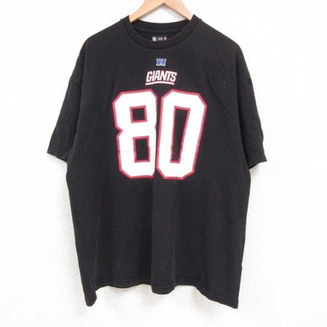 XL★古着 半袖 Tシャツ メンズ NFL ニューヨークジャイアンツ ビクタークルーズ 80 大きいサイズ コットン クルーネック 黒 ブラック アメフト スーパーボウル 25jun14 中古