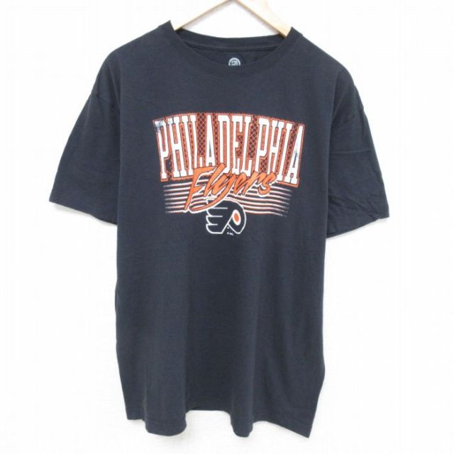 L★古着 半袖 Tシャツ メンズ NHL フィラデルフィアフライヤーズ クルーネック 黒 ブラック アイスホッケー 25jun11 中古