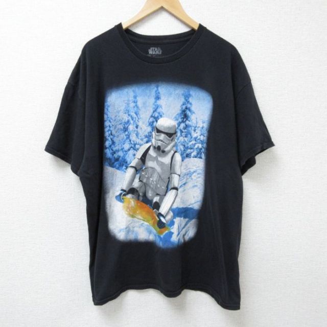 【50%OFF】XL★古着 半袖 Tシャツ メンズ スターウォーズ STAR WARS ストームトルーパー 大きいサイズ コットン クルーネック 黒 ブラック 25jun12 中古