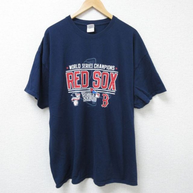 MLB ボストンレッドソックス 半袖Tシャツ ネイビー XL | 古着