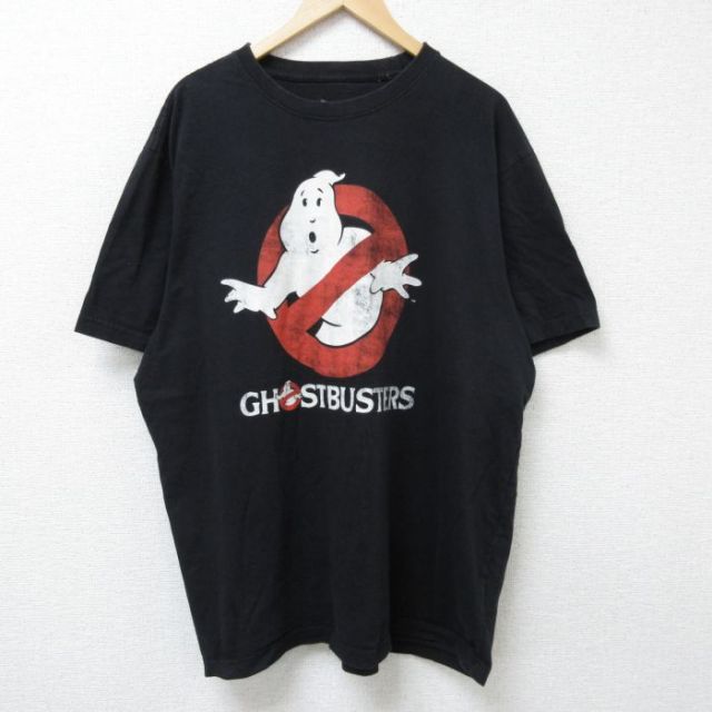 XL★古着 半袖 Tシャツ メンズ 映画 ゴーストバスターズ 大きいサイズ コットン クルーネック 黒 ブラック 25jun12 中古
