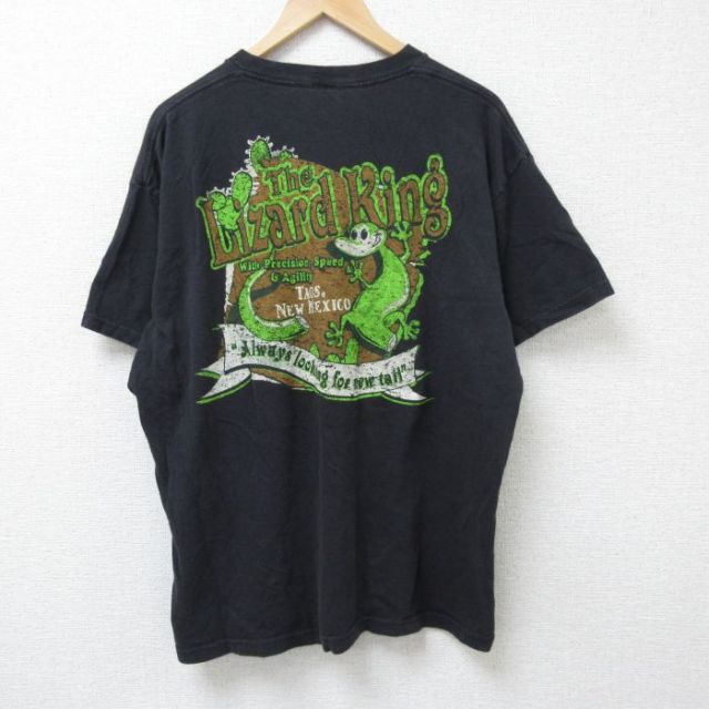 半袖Tシャツ トカゲ ブラック XL | 古着