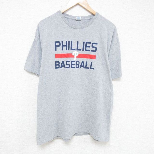 XL★古着 半袖 Tシャツ メンズ ベースボール マクドナルド 大きいサイズ クルーネック グレー 霜降り 25jun13 中古