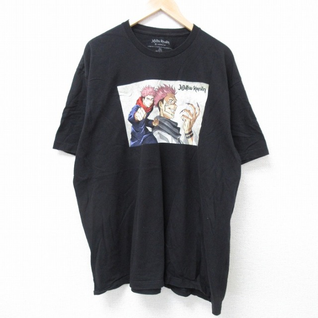 XL★古着 半袖 Tシャツ メンズアニメ 呪術廻戦 大きいサイズ コットン クルーネック 黒 ブラック 【spe】 25jun16 中古 メンズ