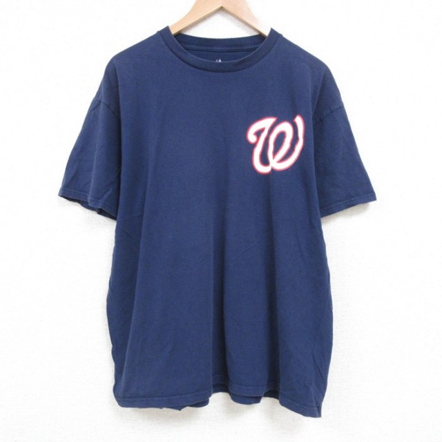 L★古着 マジェスティック 半袖 Tシャツ メンズ MLB フィラデルフィアフィリーズ ブライスハーパー 34 コットン クルーネック 紺 ネイビー メジャーリーグ ベースボール 野球 25jun18 中古
