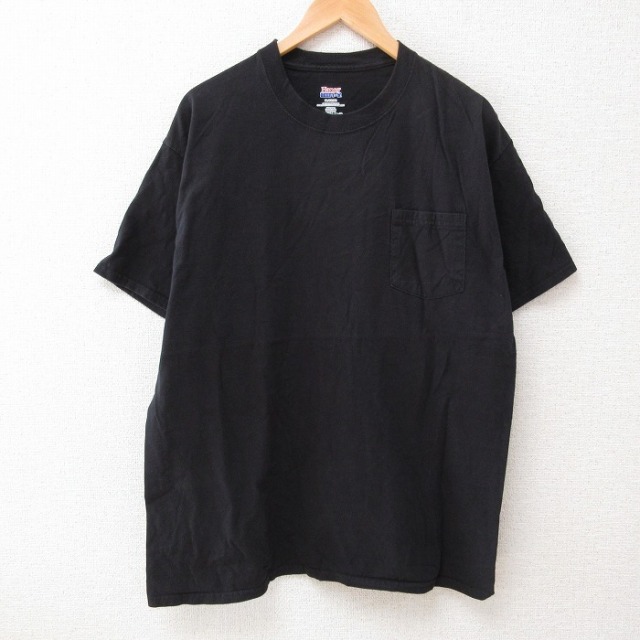 XL★古着 ヘインズ Hanes 半袖 Tシャツ メンズ 無地 コットン クルーネック 黒 ブラック 25jun12 中古