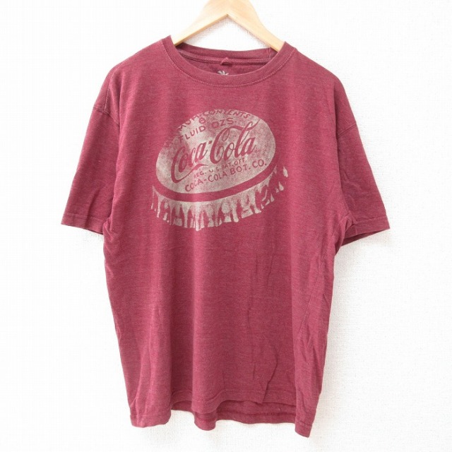 XL★古着 半袖 Tシャツ メンズ コカコーラ クルーネック エンジ 霜降り 25jun12 中古