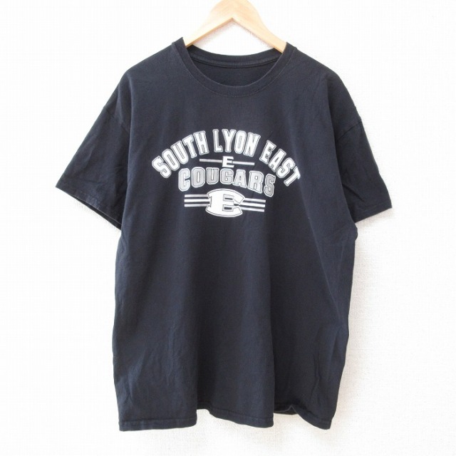 【50%OFF】XL★古着 半袖 Tシャツ メンズ クーガーズ クルーネック 黒 ブラック 25jun12 中古