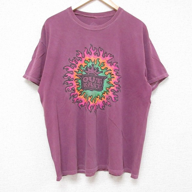 XL★古着 半袖 ヒップホップ ラップ Tシャツ メンズ アウトキャスト コットン クルーネック 紫 パープル 【spe】 25jun13 中古