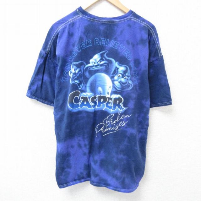 XL★古着 半袖 Tシャツ メンズ 映画 キャスパー 大きいサイズ コットン クルーネック 紫他 パープル タイダイ 【spe】 25jun14 中古