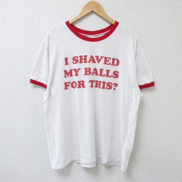 XL★古着 半袖 Tシャツ メンズ リンガーメッセージ ラグラン クルーネック 白他 ホワイト 25jun16 中古