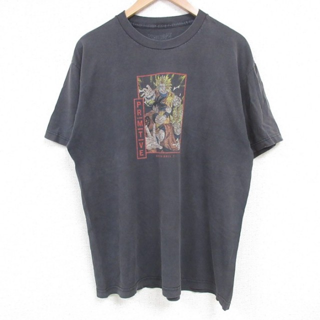 L★古着 半袖 Tシャツ メンズ アニメ ドラゴンボールZ 孫悟空 コットン クルーネック 黒 ブラック 25jun17 中古