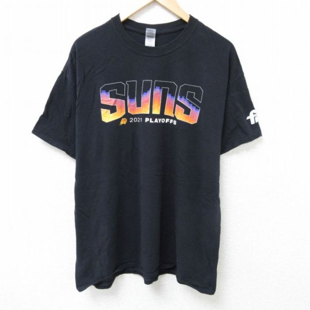 XL★古着 半袖 Tシャツ メンズ NBA フェニックスサンズ プレイオフ コットン クルーネック 黒 ブラック 25jun19 中古
