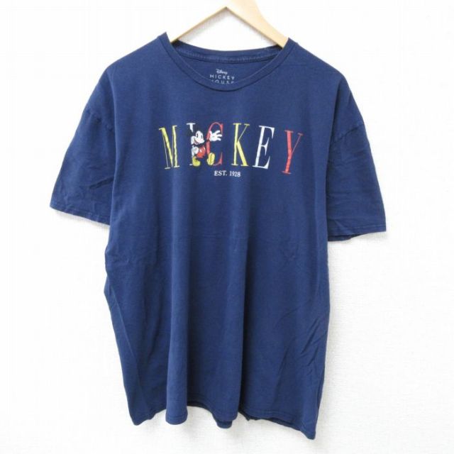半袖Tシャツ ミッキー ネイビー XL | 古着