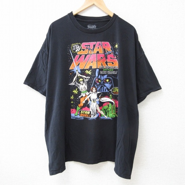 XL★古着 半袖 Tシャツ メンズ スターウォーズ STAR WARS ルークスカイウォーカー 大きいサイズ コットン クルーネック 黒 ブラック 【spe】 25jun18 中古