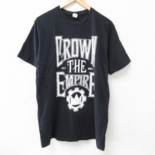 L★古着 半袖 ロック バンド Tシャツ メンズ クラウンジエンパイア コットン クルーネック 黒 ブラック 25jun18 中古