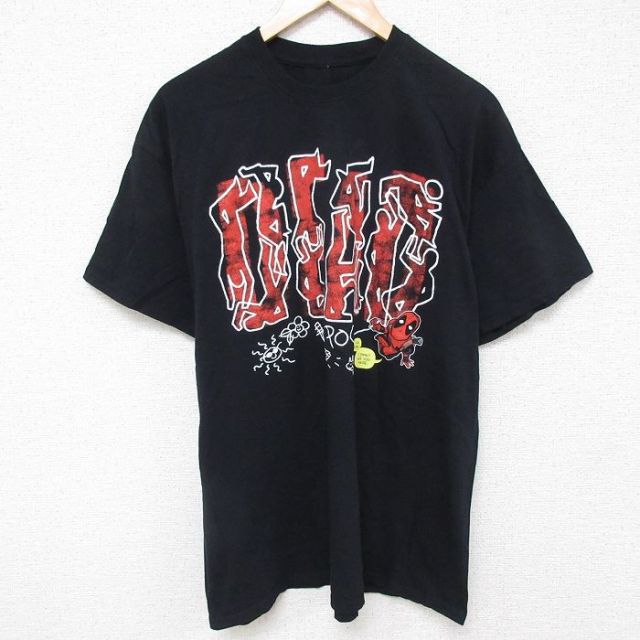 XL★古着 半袖 Tシャツ メンズ マーベル デッドプール クルーネック 黒 ブラック 25jun21 中古