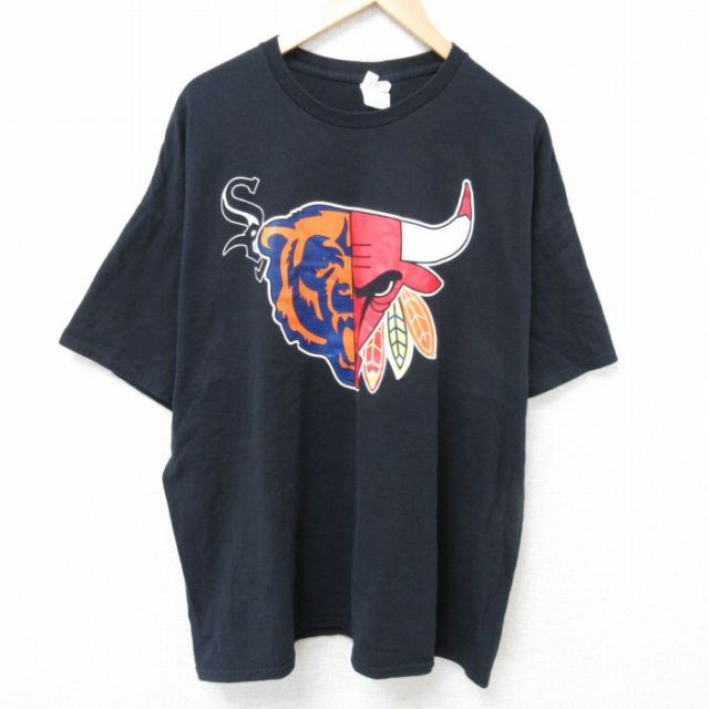 XL★古着 半袖 Tシャツ メンズ NBA シカゴブルズ 大きいサイズ コットン クルーネック 黒 ブラック バスケットボール 25jun20 中古
