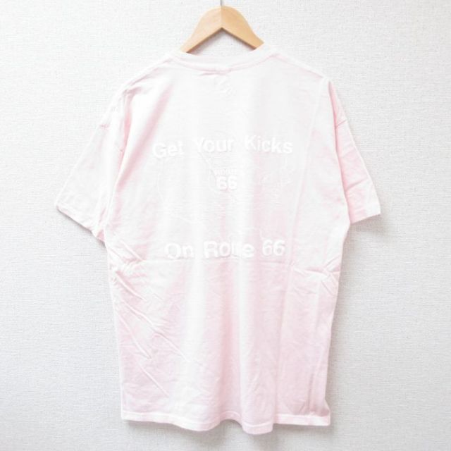 XL★古着 ヘインズ Hanes 半袖 Tシャツ メンズ ルート66 胸ポケット付き コットン クルーネック ピンク 25jun20 中古