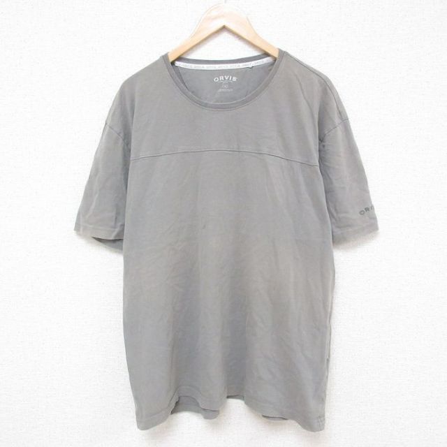 XL★古着 オービス ORVIS 半袖 Tシャツ メンズ ワンポイントロゴ 大きいサイズ コットン クルーネック グレー 25jun20 中古