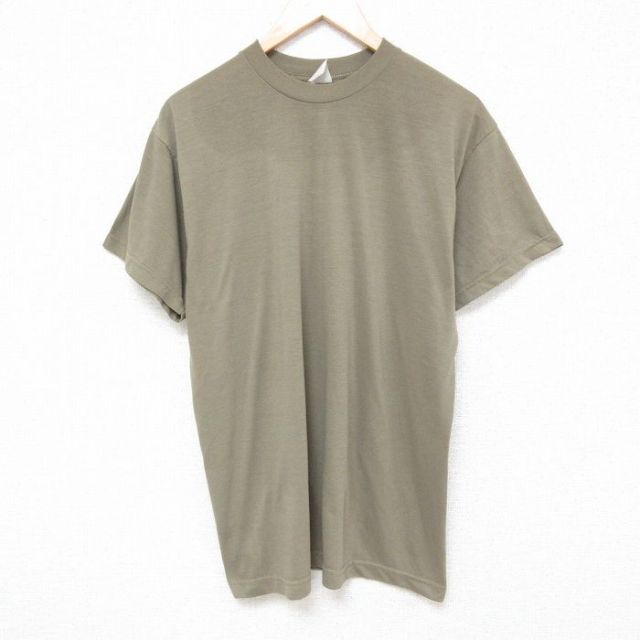 L★古着 半袖 Tシャツ メンズ ミリタリー 無地 クルーネック 緑 グリーン 25jun20 中古