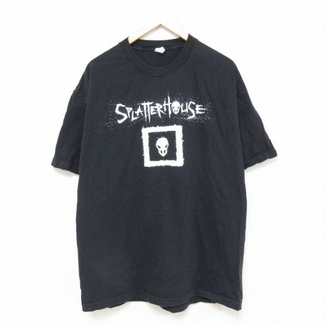 XL★古着 半袖 Tシャツ メンズ ゲーム スプラッターハウス コットン クルーネック 黒 ブラック 25jun20 中古