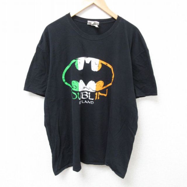 XL★古着 半袖 Tシャツ メンズ バットマン BATMAN アイルランド 大きいサイズ コットン クルーネック 黒 ブラック 25jun24 中古