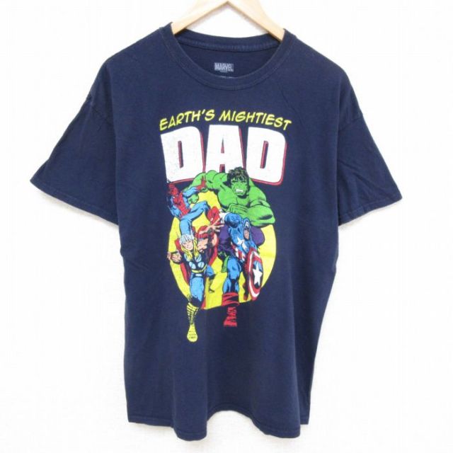 マーベル 半袖Tシャツ キャプテンアメリカ ネイビー XL | 古着