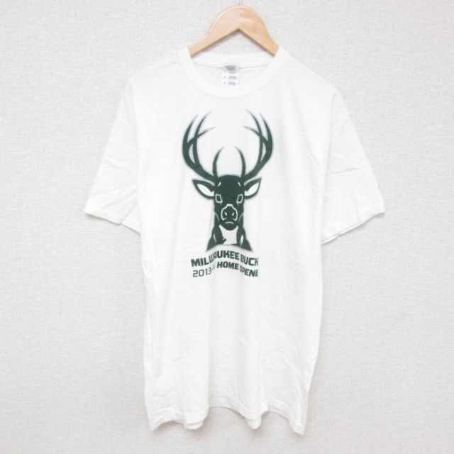 【50%OFF】XL★古着 フルーツオブザルーム 半袖 Tシャツ メンズ シカ コットン クルーネック 白 ホワイト 25jun27 中古