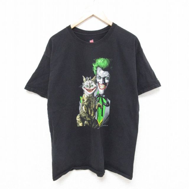 XL★古着 ヘインズ Hanes 半袖 Tシャツ メンズ PCコミックス バットマン BATMAN ジョーカー コットン クルーネック 黒 ブラック 25jun26 中古