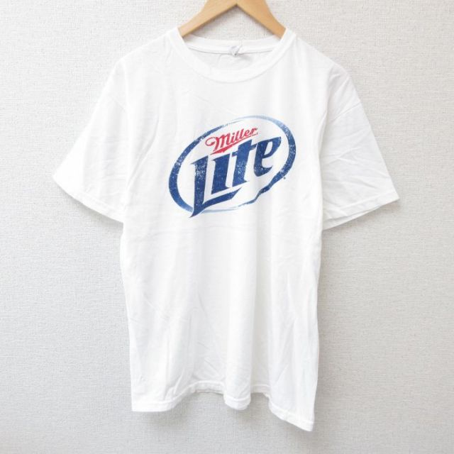 L★古着 半袖 Tシャツ メンズ ミラーライト コットン クルーネック 白 ホワイト 25jun28 中古