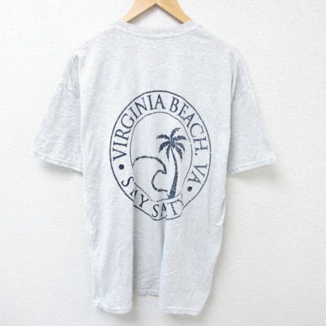 XL★古着 半袖 Tシャツ メンズ バージニアビーチ 大きいサイズ クルーネック グレー 霜降り 25jun28 中古