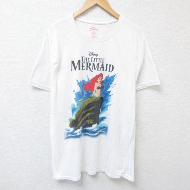 XL★古着 半袖 Tシャツ メンズ ディズニー DISNEY リトルマーメイド クルーネック 白 ホワイト 25jun28 中古