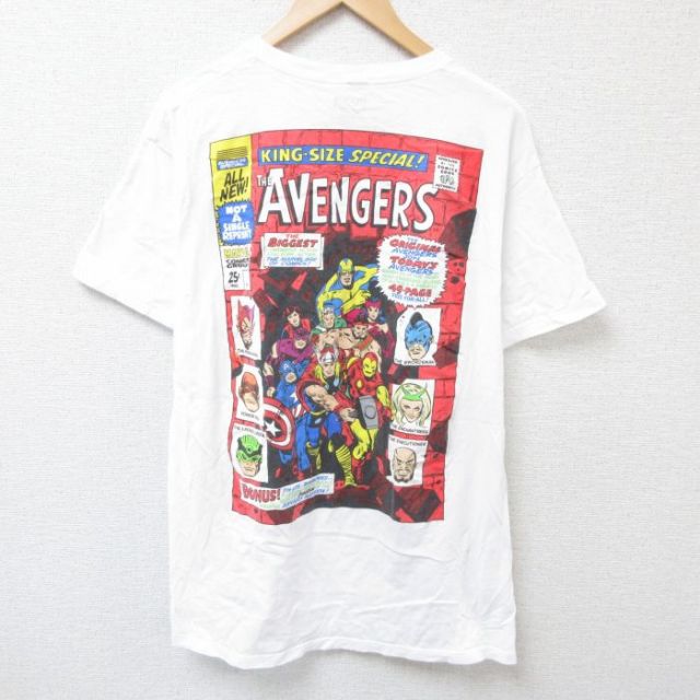 L★古着 半袖 Tシャツ メンズ マーベル アベンジャーズ マイティソー コットン クルーネック 白 ホワイト 25jun28 中古
