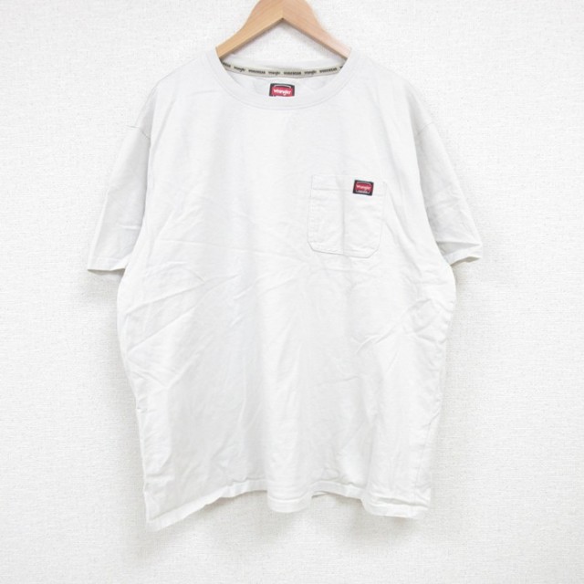 XL★古着 ラングラー Wrangler 半袖 Tシャツ メンズ 胸ポケット付き 大きいサイズ コットン クルーネック 薄グレー 【spe】 25jun28 中古