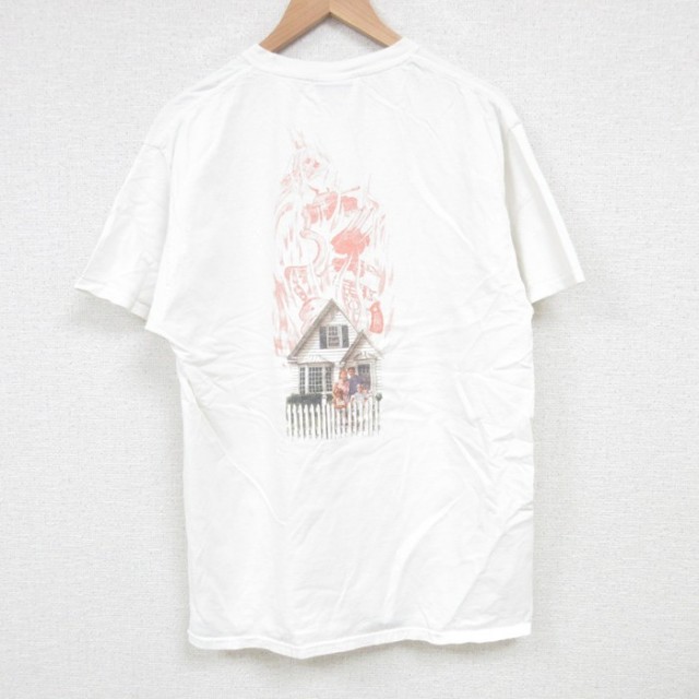 L★古着 半袖 Tシャツ メンズ 家 コットン クルーネック 白 ホワイト 25jun28 中古
