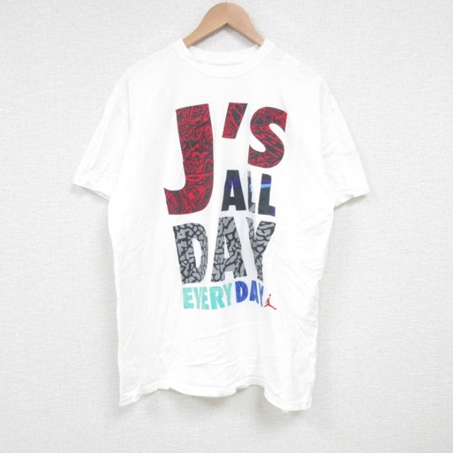 L★古着 半袖 Tシャツ メンズ マイケルジョーダン エアジョーダン DAY クルーネック 白 ホワイト 25jun28 中古