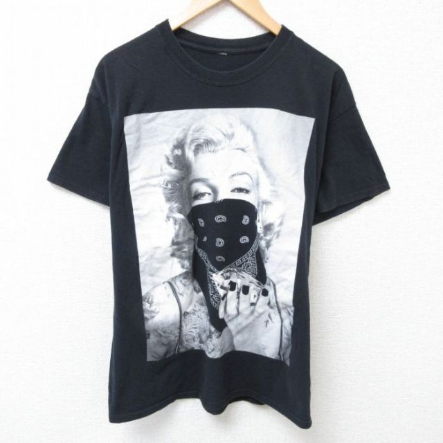 L★古着 半袖 Tシャツ メンズ マリリンモンロー クルーネック 黒 ブラック 25jul02 中古