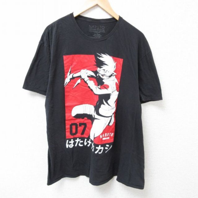 ナルト疾風伝 半袖Tシャツ はたけカカシ ブラック XL | 古着