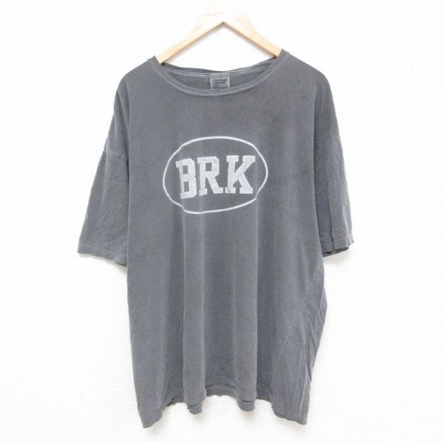 【20%OFF】XL★古着 半袖 Tシャツ メンズ BRK 大きいサイズ コットン クルーネック グレー 25jul03 中古