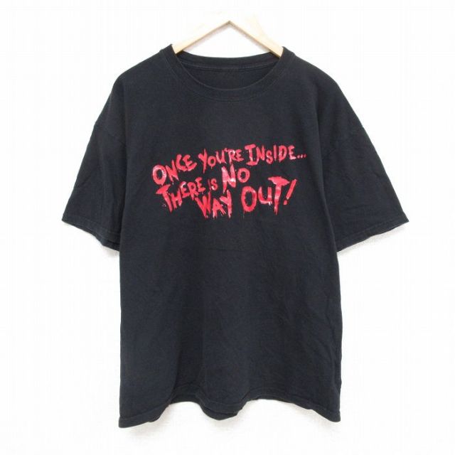 XL★古着 半袖 Tシャツ メンズ ホラーナイト WAY OUT クルーネック 黒 ブラック 25jul03 中古
