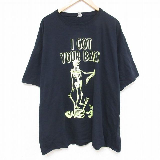 XL★古着 フルーツオブザルーム 半袖 Tシャツ メンズ スケルトン 大きいサイズ コットン クルーネック 黒 ブラック 25jul03 中古