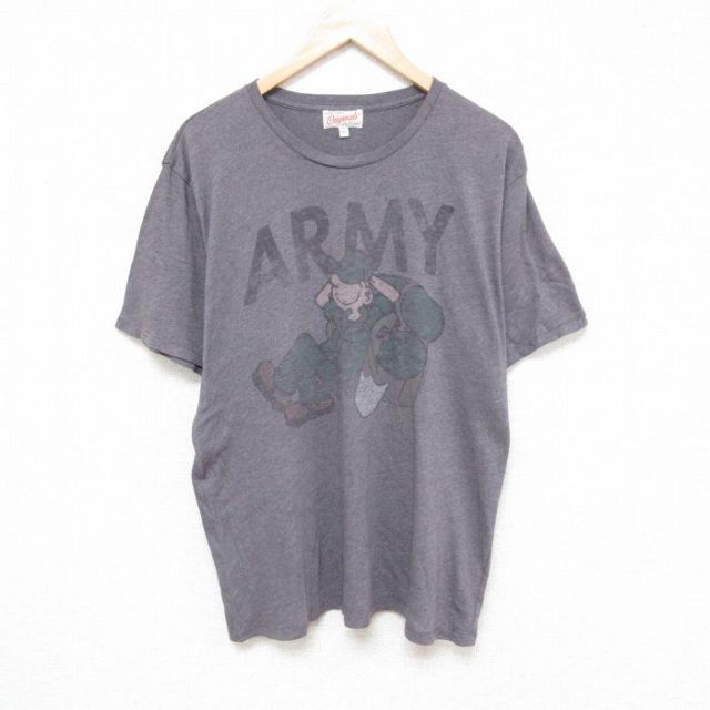 L★古着 ジャンクフード JUNK FOOD 半袖 Tシャツ メンズ アーミー ARMY クルーネック USA製 グレー 霜降り 25jul03 中古