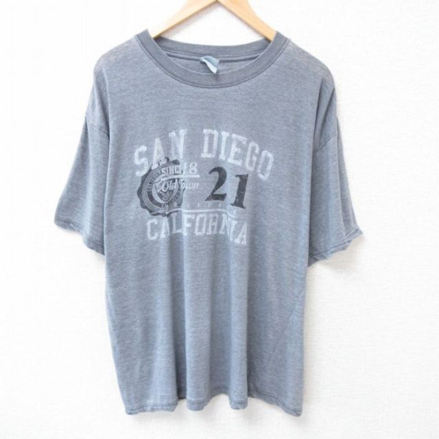 【20%OFF】XL★古着 半袖 Tシャツ メンズ サンディエゴ 大きいサイズ クルーネック グレー 霜降り 25jul03 中古