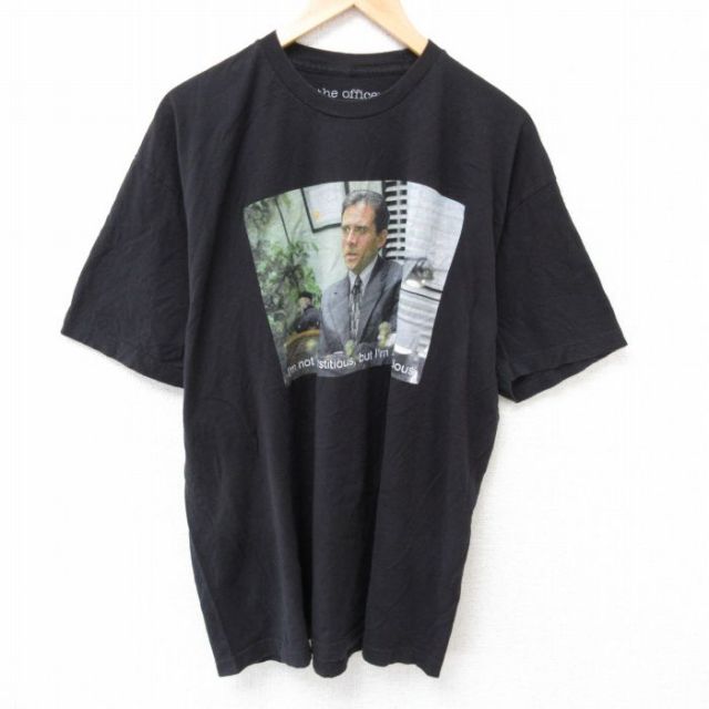 【50%OFF】XL★古着 半袖 Tシャツ メンズ ドラマ ジオフィス 大きいサイズ コットン クルーネック 黒 ブラック 25jul03 中古