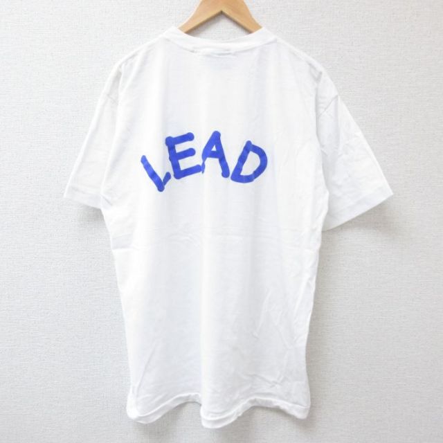 XL★古着 半袖 Tシャツ メンズ LEAD クルーネック 白 ホワイト 25jul04 中古