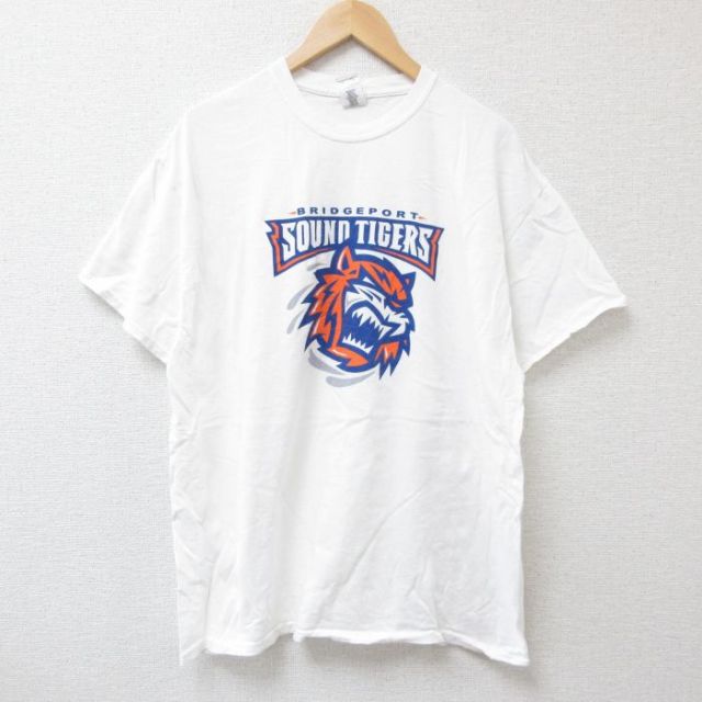 【50%OFF】XL★古着 半袖 Tシャツ メンズ サウンドタイガース コットン クルーネック 白 ホワイト 25jul04 中古