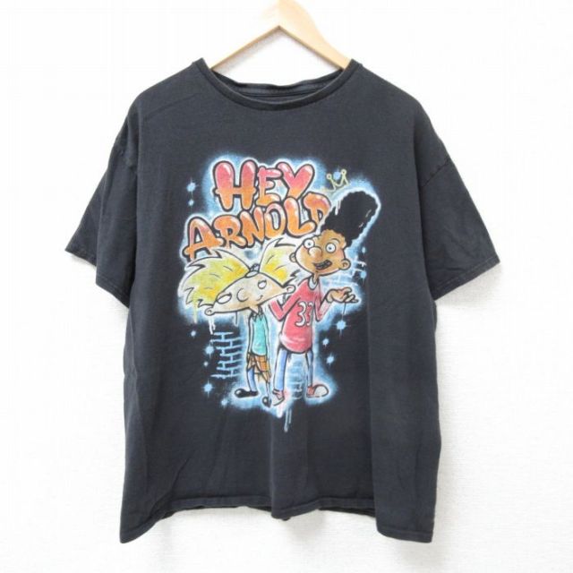 ニコロデオン ヘイアーノルド 半袖Tシャツ ブラック XL | 古着