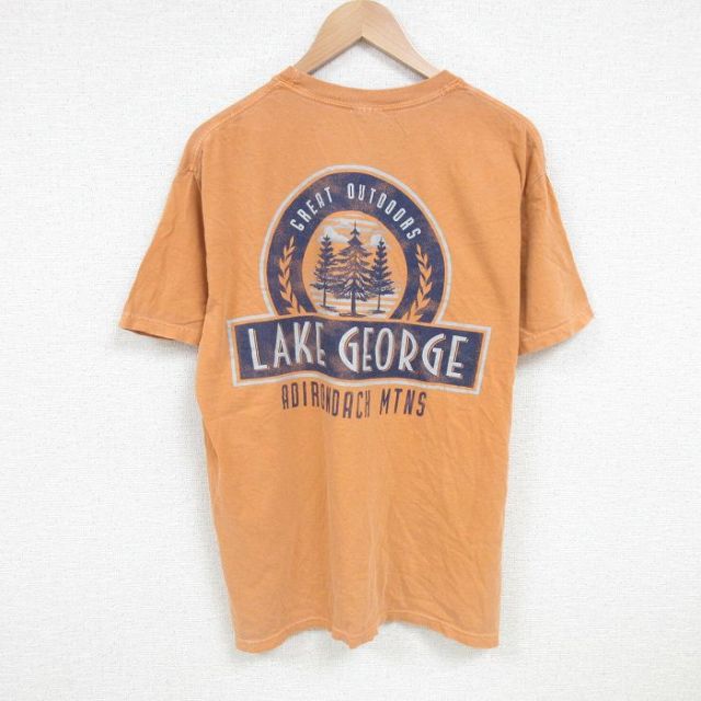 L★古着 半袖 Tシャツ メンズ ジョージア クルーネック 薄オレンジ 霜降り 25jul04 中古